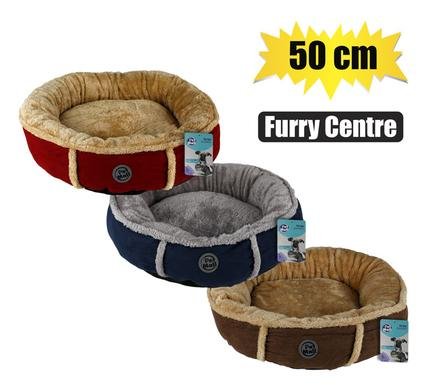 Pet bed fleece round 50cm furry centre