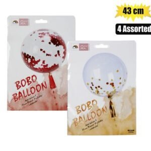 Balloon helium clear glitter 45cm f-01