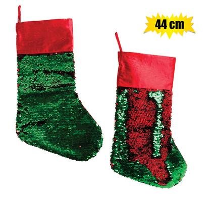 Xmas stocking w/sequins 44cm