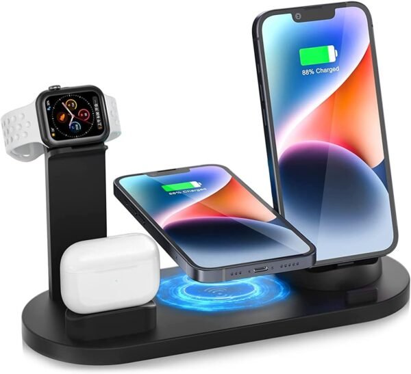 Wireless Charging Station, 4 in 1 Multi Charger Station for iPhone 14/13/12/11 Pro Max/X/Xs Max/8/8 Plus/Samsung Phones, iWatch Series 7/6/5/SE/4/3/2, AirPods 3/2/pro