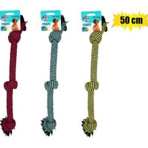 Pet dog tug toy string triple knot 50cm