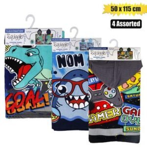Towel hooded 50x115cm boys asstd