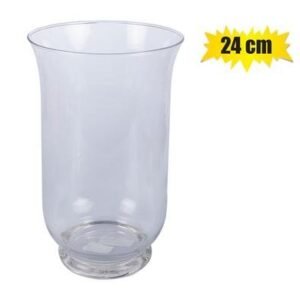 Vase glass clear hurricane 24cm
