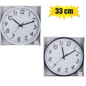 Clock wall pl round 33cm glass-face